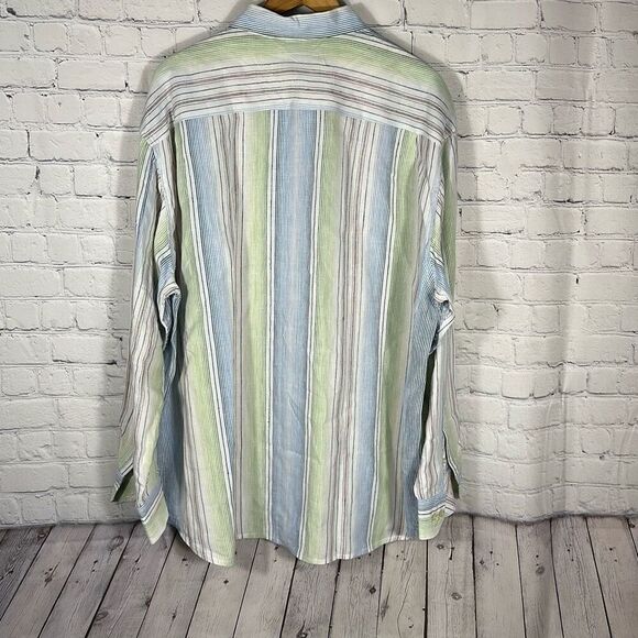 Tommy Bahama Relax Linen Shirt Striped Long Sleeve Shirt size XXL Pink BLue - Picture 3 of 7